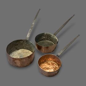 Set of Three Copper Pans