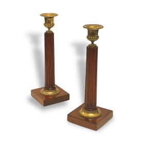 Pair of Regency Mahogany Candlesticks