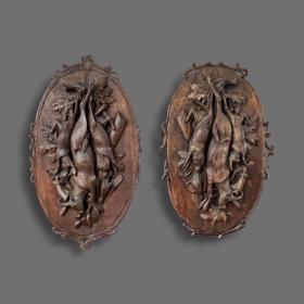 Pair of 19th Century Black Forest Hunting Plaques