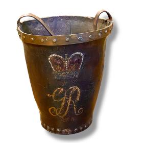 GR Leather Studded and Metal Bound Fire Bucket