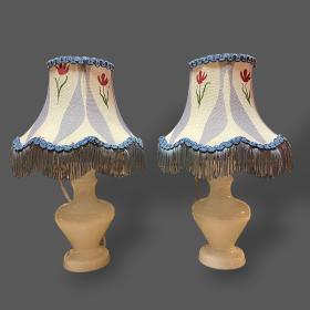 Pair of Vintage White Ceramic Table Lamps