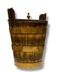 19th Century Brass Bound Wooden Pail