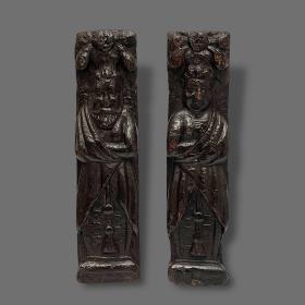 Circa 16th Century English Oak Carved Caryatids