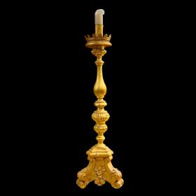 Large 19th Century Carved Wood Candlestick Holder