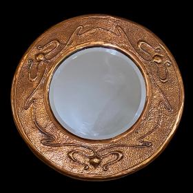 Arts & Crafts Circular Copper Framed Wall Mirror