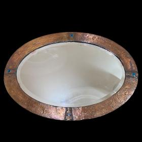 Arts & Crafts Oval Copper Framed Wall Mirror