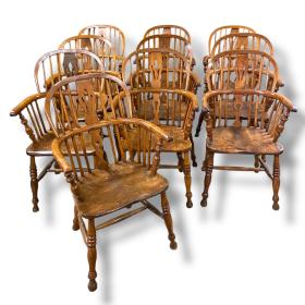 Matching Set of Ten 19th Century Low Back Windsor Chairs
