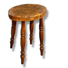 19th Century Burr Wood Top Stool