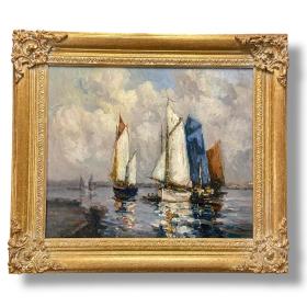 Sailing Boats in Harbour by Laszlo Michael Ritter