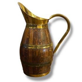 Antique Brass Bound Coopered Barrel Jug Stick Stand