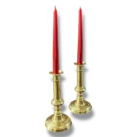 Georgian Pair of Push-Up Brass Candlesticks