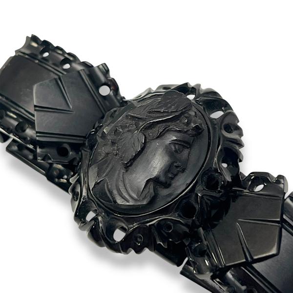 Carved Whitby Jet Bracelet