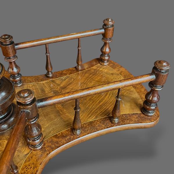 Victorian Burr Walnut Inlaid Revolving Book Stand