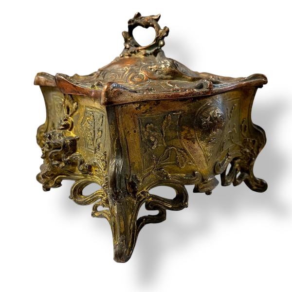 Antique French Art Nouveau Ormolu Jewellery Box