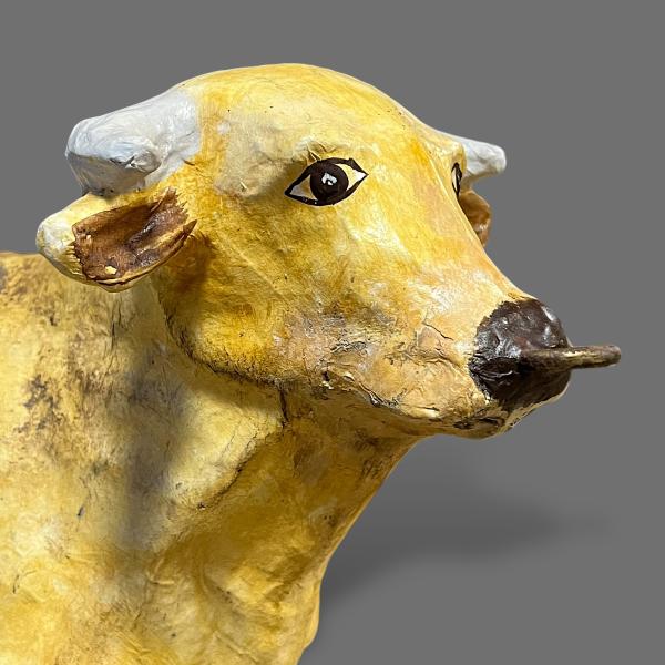 Vintage Papier Mache Butchers Shop Bull