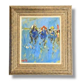 Horse Racing Oil on Board by Desmond Murrie