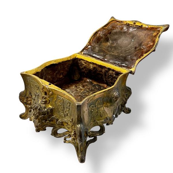 Antique French Art Nouveau Ormolu Jewellery Box