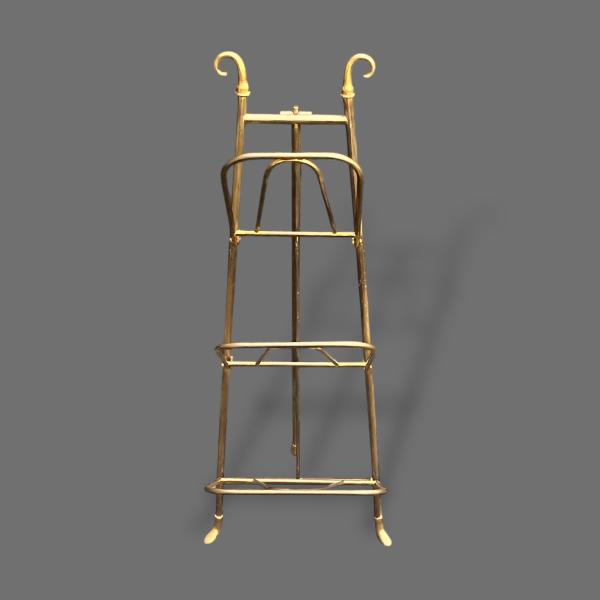 19th Century Unusual Tripod Polished Brass Magazine Rack