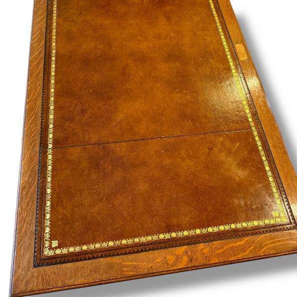 Victorian Oak Pedestal Desk by Edwards & Roberts