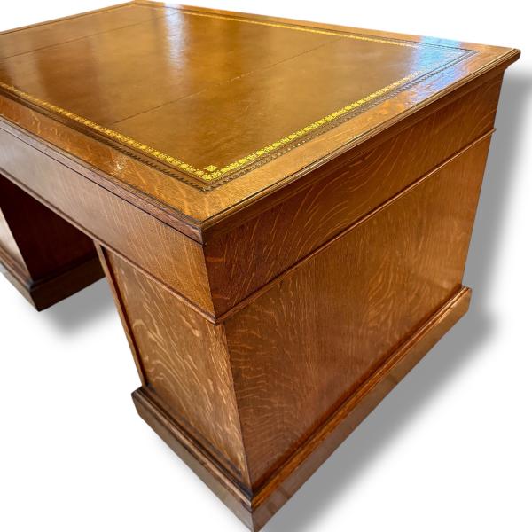 Victorian Oak Pedestal Desk by Edwards & Roberts