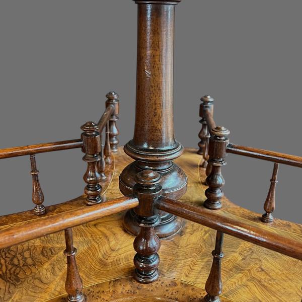 Victorian Burr Walnut Inlaid Revolving Book Stand