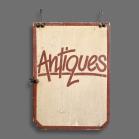 Vintage Hand Painted Wooden Antiques Sign