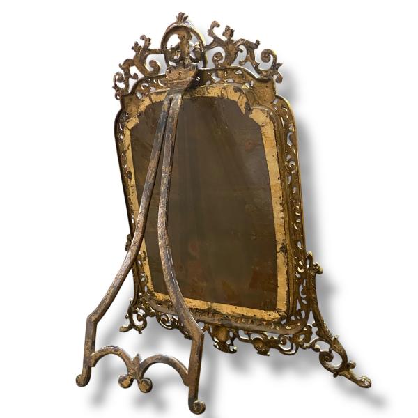 Baroque Style Freestanding Brass Dressing Table Mirror