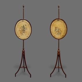 Pair Of Mahogany Pole Screens