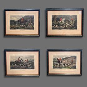 Set of Four Victorian Hunting Prints