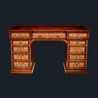 An exhibition quality Victorian Period rosewood inlaid pedestal desk