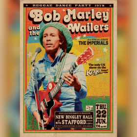 Bob Marley New Bingley Hall Stafford Framed 33 x 23 " Retro Poster