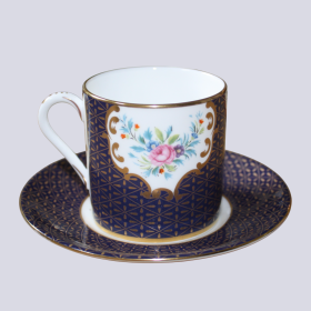 Royal Worcester Chamberlain’s Rose Coffee Can and Saucer