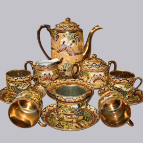 Brown and Gilt Japanese Coffee Set