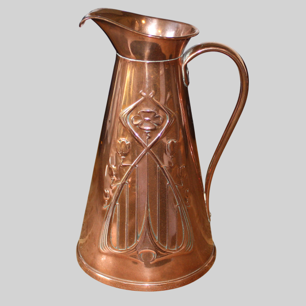 Joseph Sankey and Sons: Art Nouveau Copper Hot  Water Jug