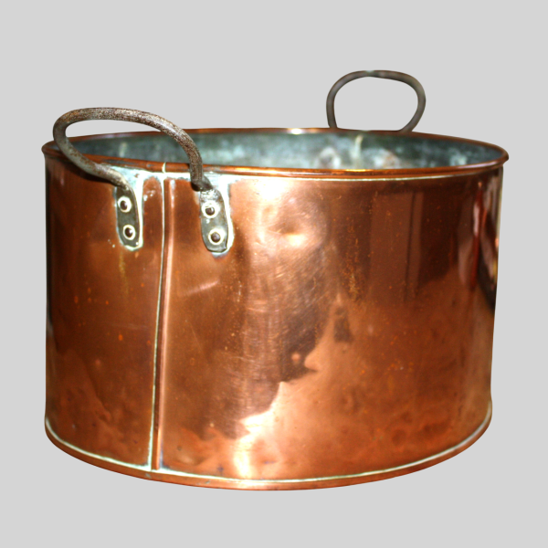 Large 20th Century Oval Copper Pot with Iron Handles