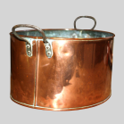 Large 20th Century Oval Copper Pot with Iron Handles
