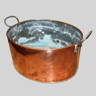 Large 20th Century Oval Copper Pot with Iron Handles