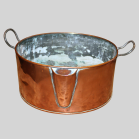Large 20th Century Oval Copper Pot with Iron Handles