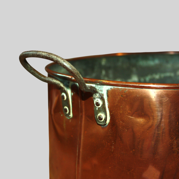 Large 20th Century Oval Copper Pot with Iron Handles