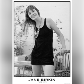 Jane Birkin Paris 1970  Framed 33 x 23 " Retro Poster