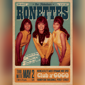 The Ronettes Club A Go Go Newcastle Framed UK  Retro Poster
