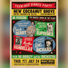 Teenage Party Chuck Berry-Supremes-Martha- L. Richard-Bo Diddley Framed Retro Poster
